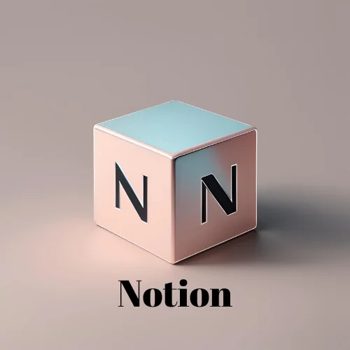 Notion text below a cube