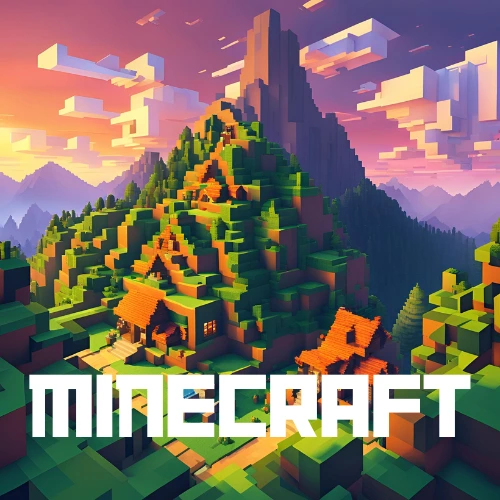 Scenic minecraft houses on a mountain